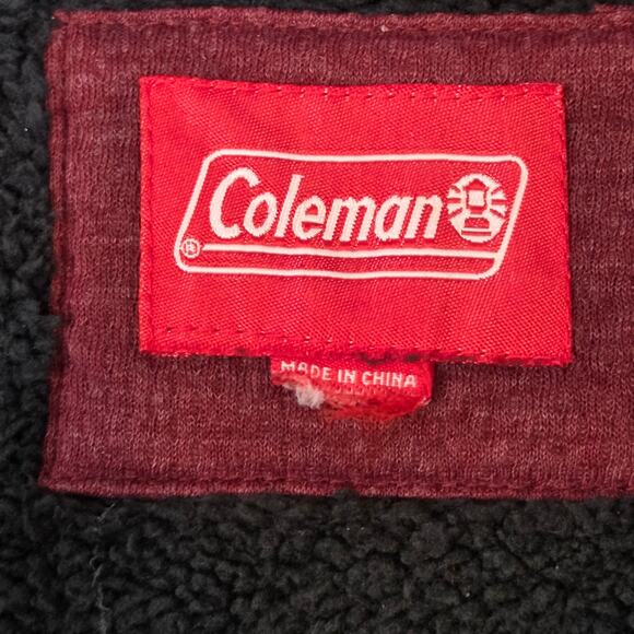 Coleman Sherpa Lined Snap Pullover Sweatshirt Men’s XL Maroon Fleece - Picture 3 of 12